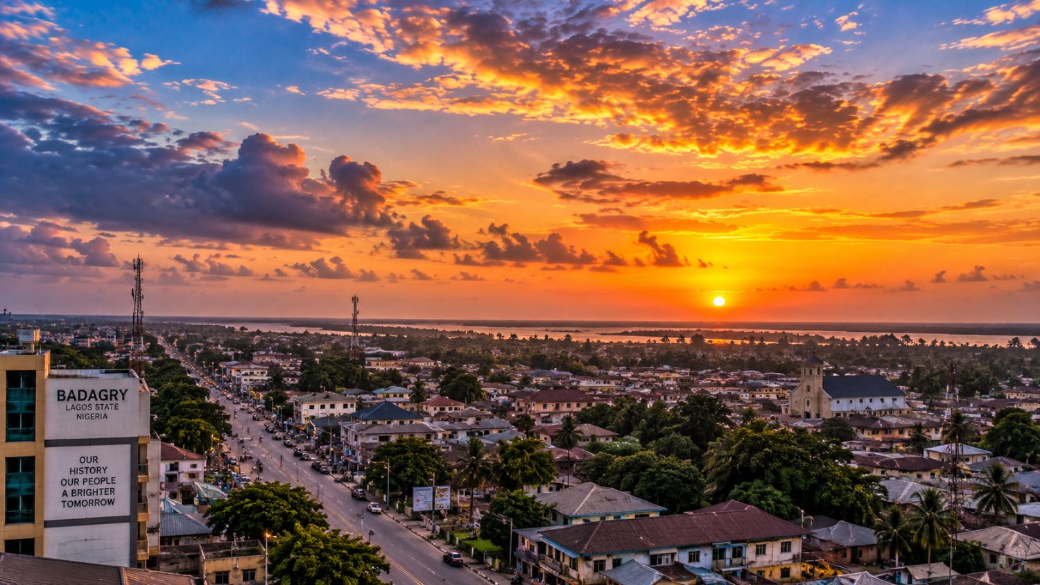 Sunset over Badagry town, Lagos State, Nigeria