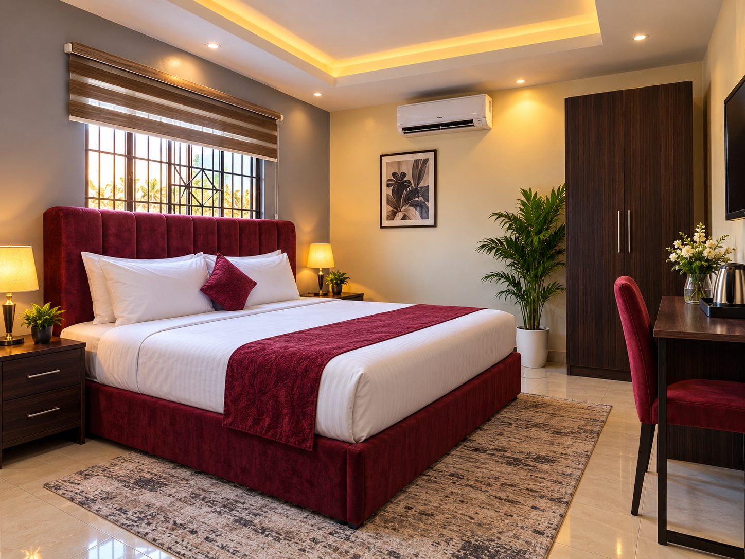 Downstairs room with double bed at More Care Hotel, Badagry